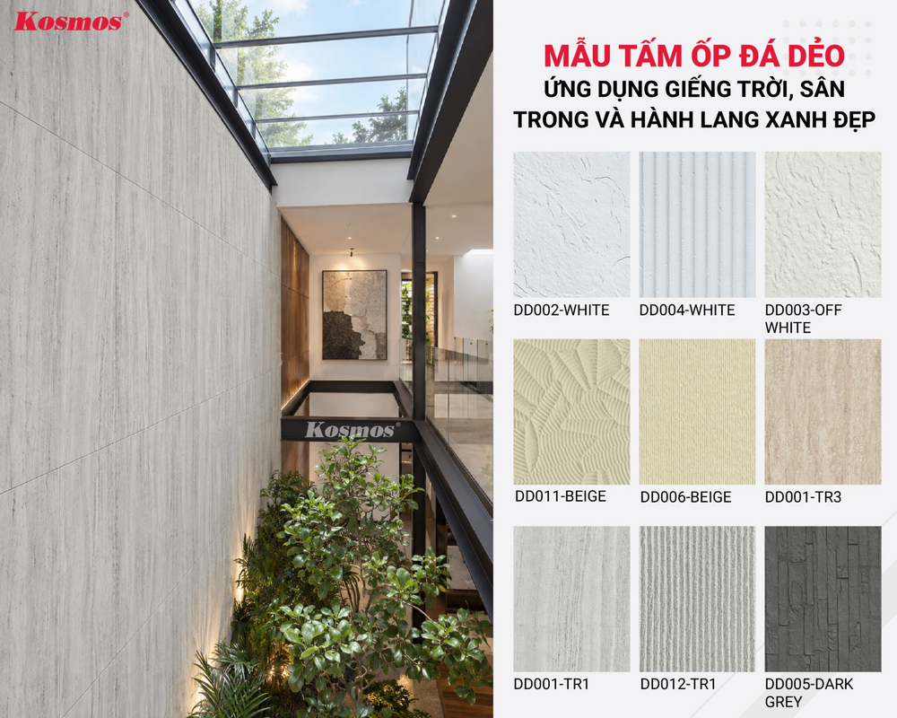 Mẫu tấm ốp đá dẻo ứng dụng giếng trời, sân trong và hành lang xanh đẹp Mẫu tấm ốp đá dẻo ứng dụng giếng trời, sân trong và hành lang xanh đẹp