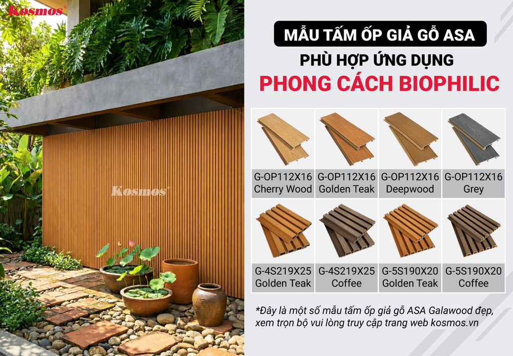 Mẫu tấm ốp giả gỗ ASA phù hợp phong cách Biophilic Mẫu tấm ốp giả gỗ ASA phù hợp phong cách Biophilic