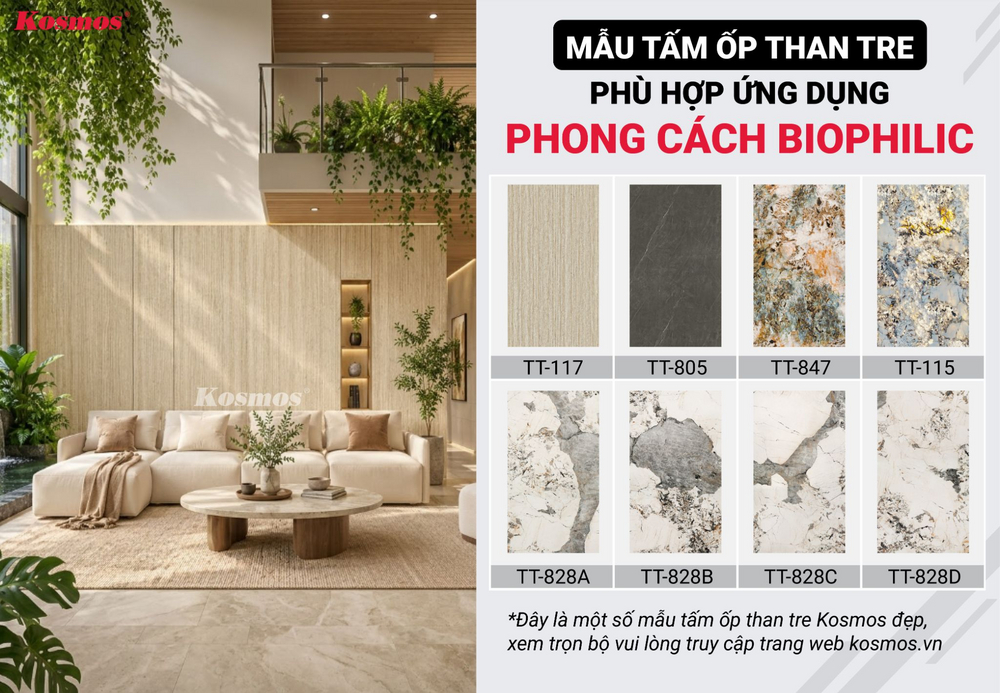 Mẫu tấm ốp than tre phù hợp phong cách Biophilic Mẫu tấm ốp than tre phù hợp phong cách Biophilic