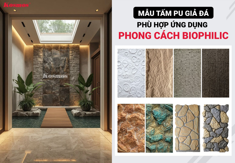 Mẫu tấm PU giả đá phù hợp phong cách Biophilic Mẫu tấm PU giả đá phù hợp phong cách Biophilic