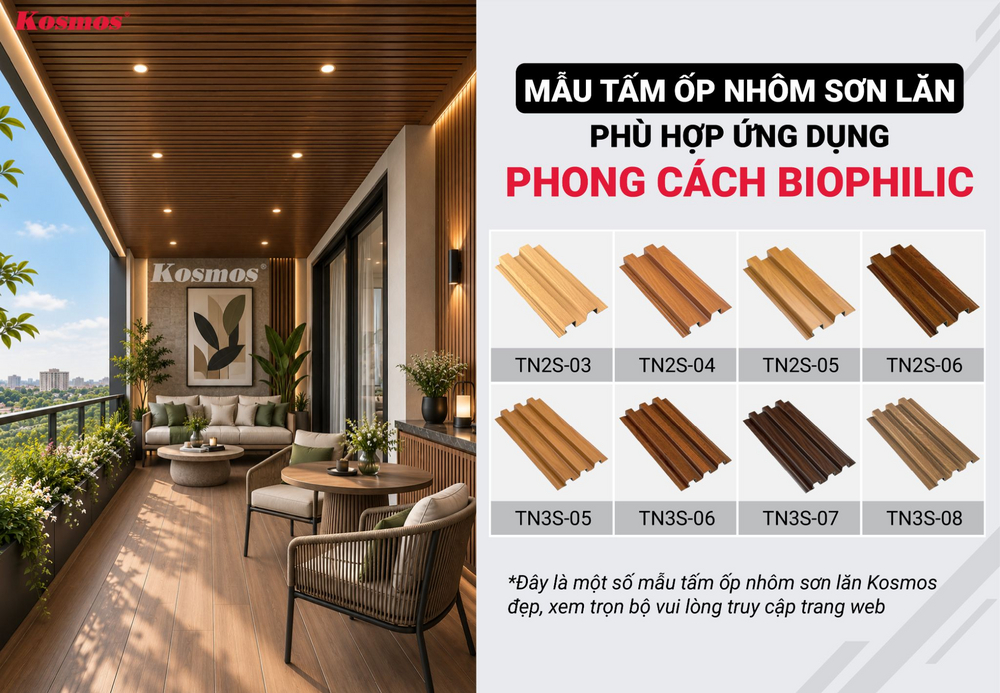 Mẫu trần nhôm sơn lăn phù hợp phong cách Biophilic Mẫu trần nhôm sơn lăn phù hợp phong cách Biophilic