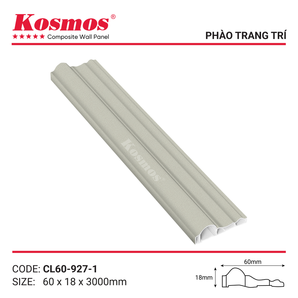 Phào chỉ lệch trang trí CL60-927-1 vân vải kem Phào chỉ lệch trang trí CL60-927-1 vân vải kem