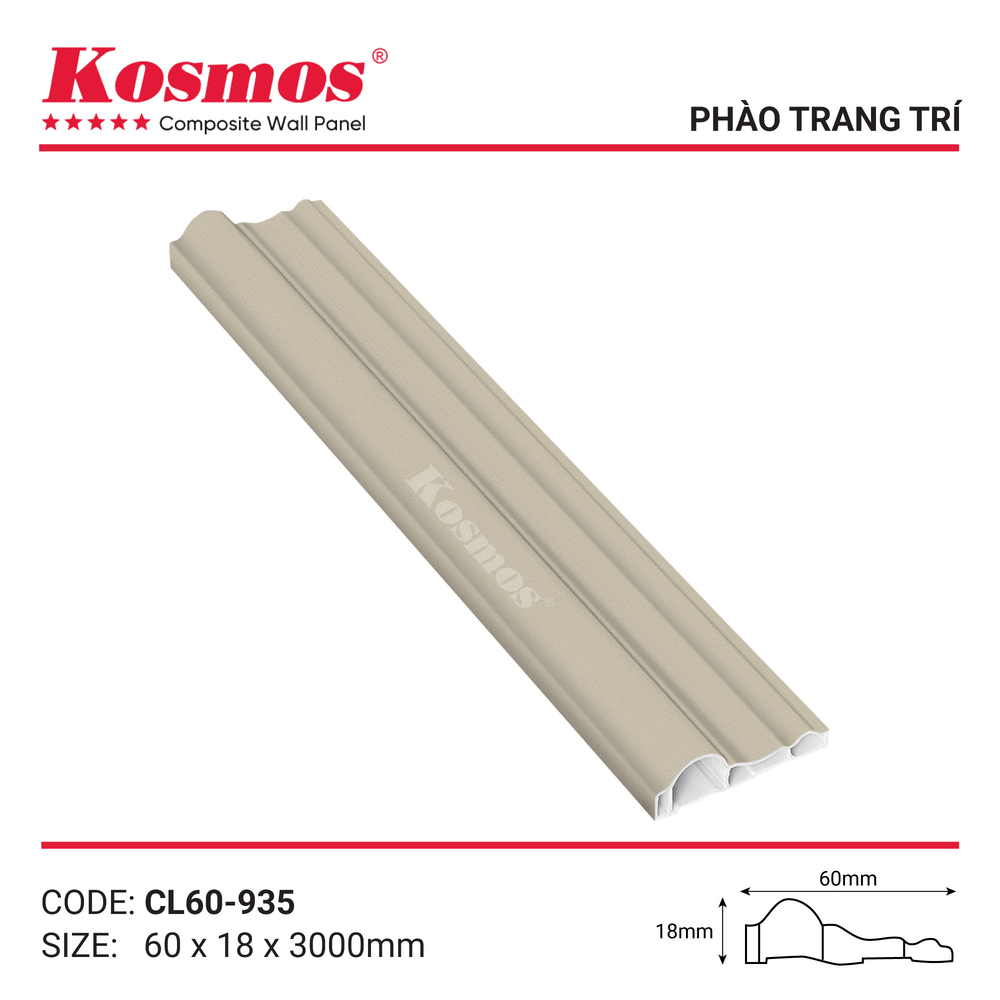 Phào chỉ lệch trang trí CL60-935 vân vải vàng nhạt Phào chỉ lệch trang trí CL60-935 vân vải vàng nhạt