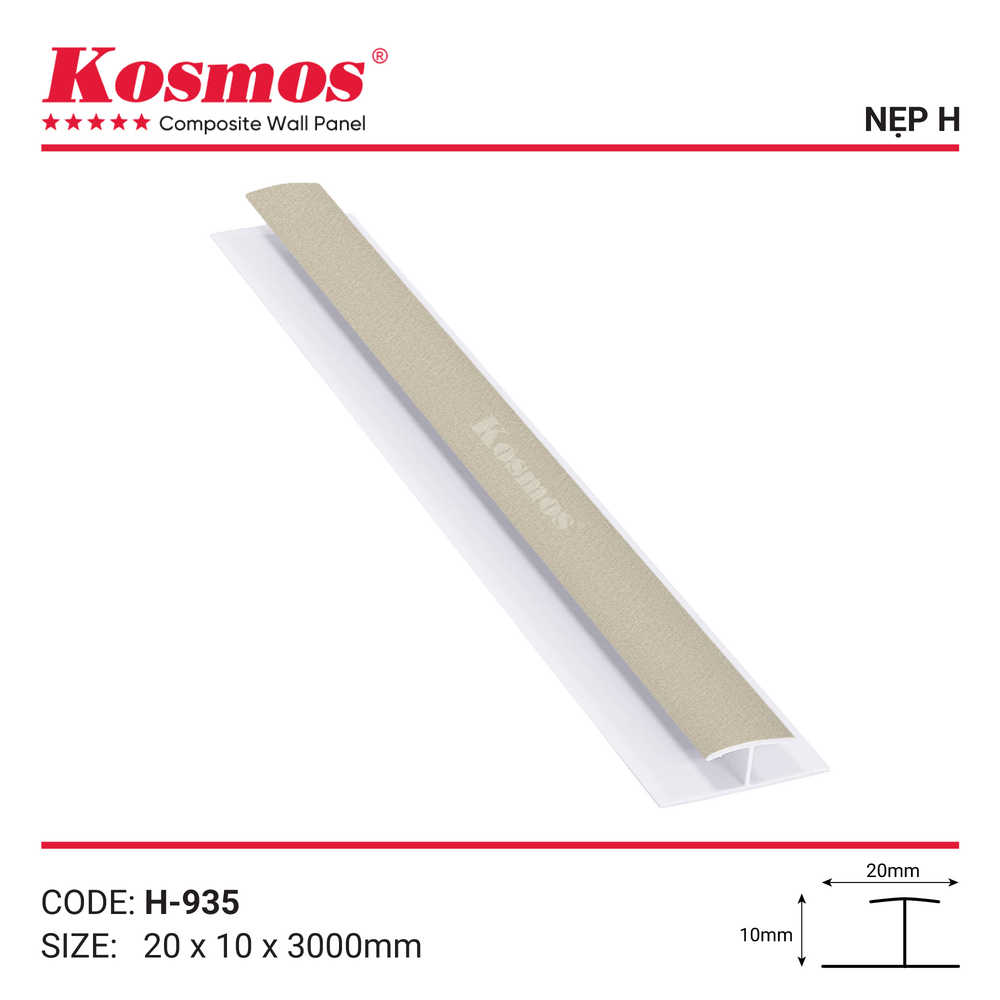 Phụ kiện nẹp chữ H mã H-935 vân vải vàng nhạt
