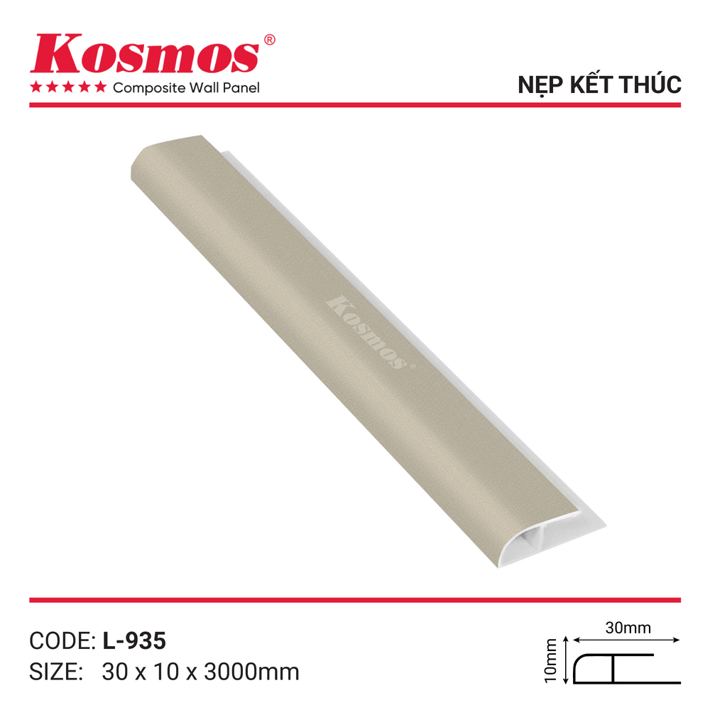 Phụ kiện nẹp kết thúc L-935 vân vải vàng nhạt