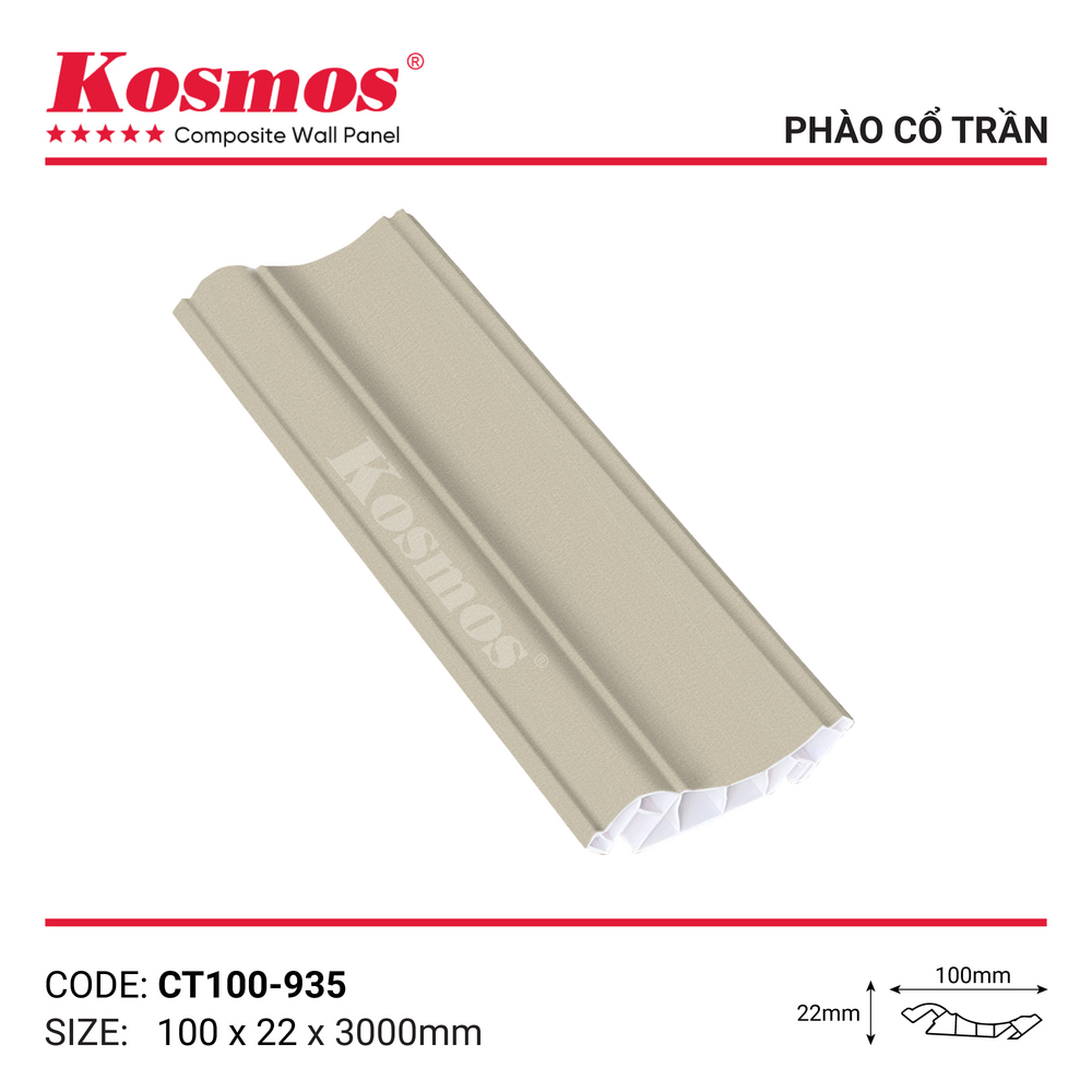 Phụ kiện phào cổ trần CT100-935 vân vải vàng nhạt