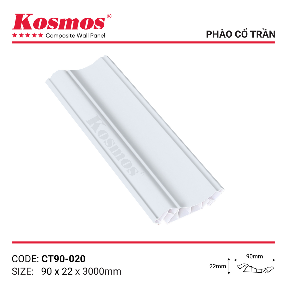 Phụ kiện phào cổ trần trắng đơn sắc mã CT90-020