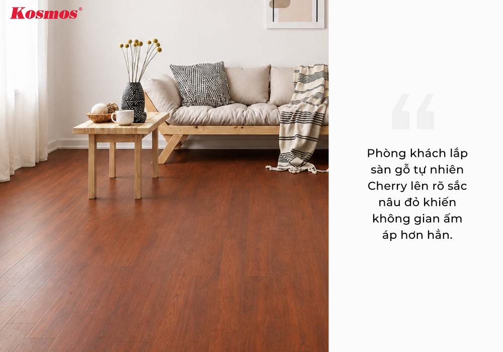 Tại phòng khách 24m² P.Chánh Hưng, sau 6 tháng sắc nâu đỏ lên rõ khiến chủ nhà phản hồi là không gian ấm hơn hẳn. Hiệu ứng này rõ nhất ở phòng khách hướng Tây, nơi sàn nhận nắng chiều. Tại phòng khách 24m² P.Chánh Hưng, sau 6 tháng sắc nâu đỏ lên rõ khiến chủ nhà phản hồi là không gian ấm hơn hẳn. Hiệu ứng này rõ nhất ở phòng khách hướng Tây, nơi sàn nhận nắng chiều.