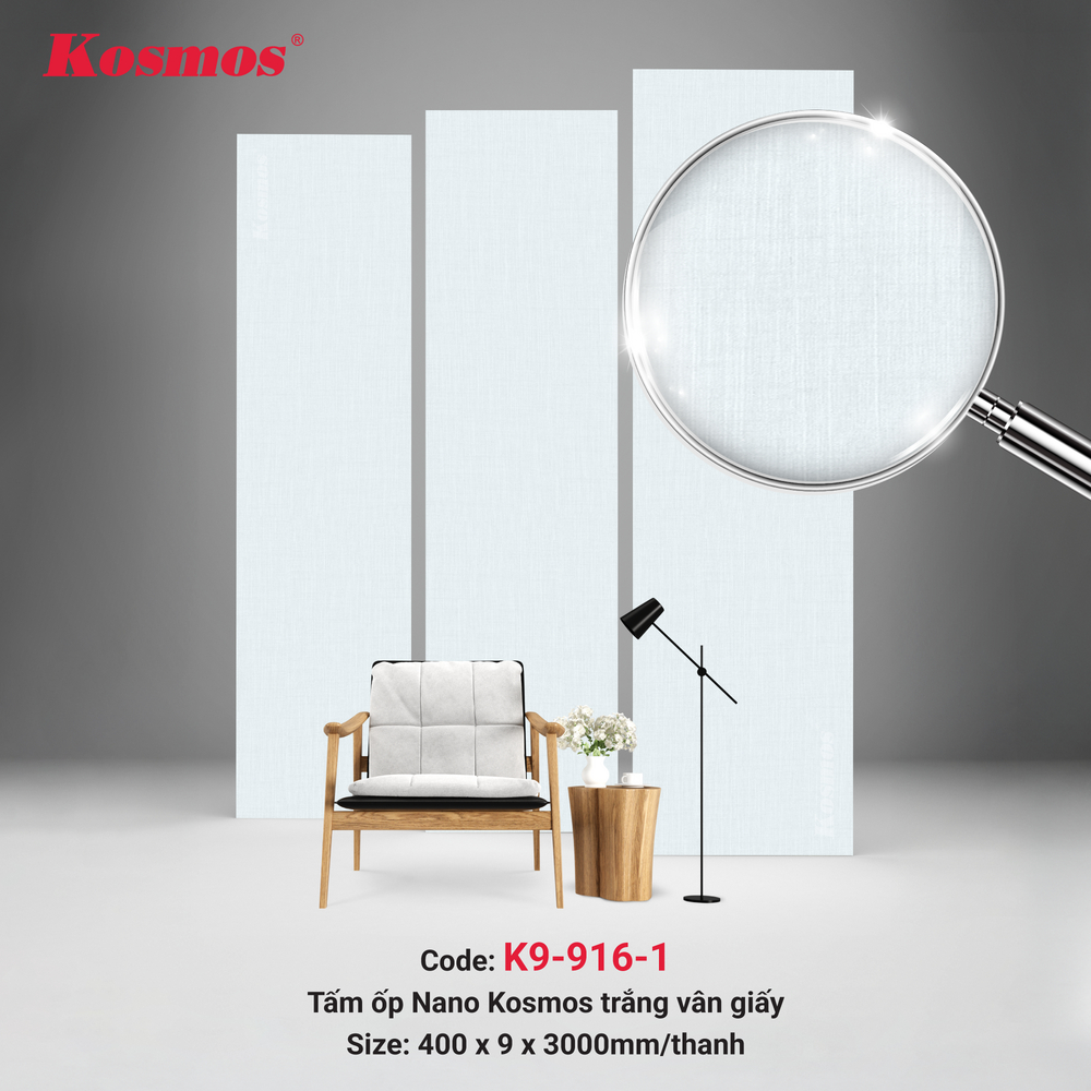 Tấm ốp K9-916-1 có bề mặt trắng vân giấy tinh tế Tấm ốp K9-916-1 có bề mặt trắng vân giấy tinh tế