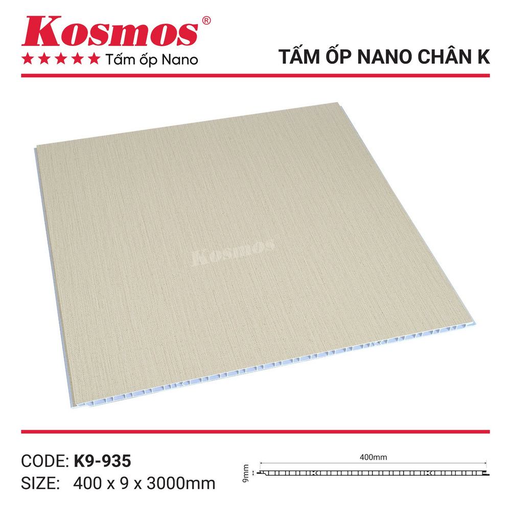 Tấm ốp Nano Kosmos chân K K9-935 vân vải vàng nhạt Tấm ốp Nano Kosmos chân K K9-935 vân vải vàng nhạt