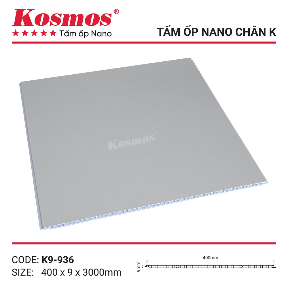 Tấm ốp Nano Kosmos chân K K9-936 màu xám ánh kim Tấm ốp Nano Kosmos chân K K9-936 màu xám ánh kim