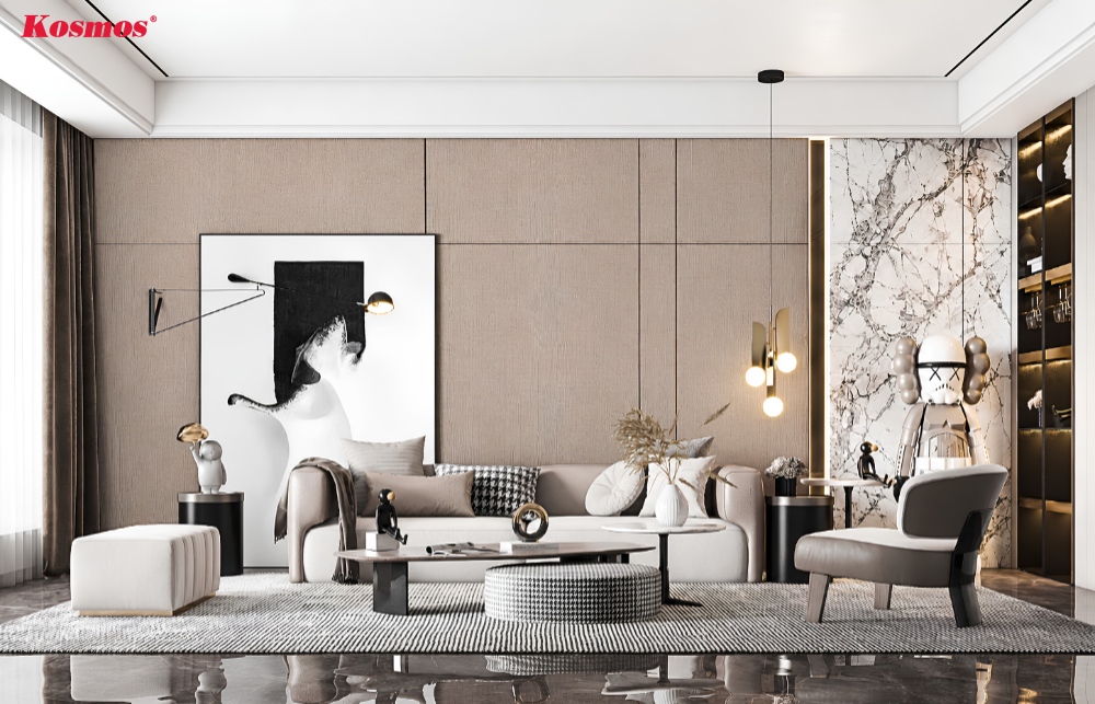 Tấm ốp than tre Galawood G27 vân vải xám nâu ốp vách sofa Tấm ốp than tre Galawood G27 vân vải xám nâu ốp vách sofa