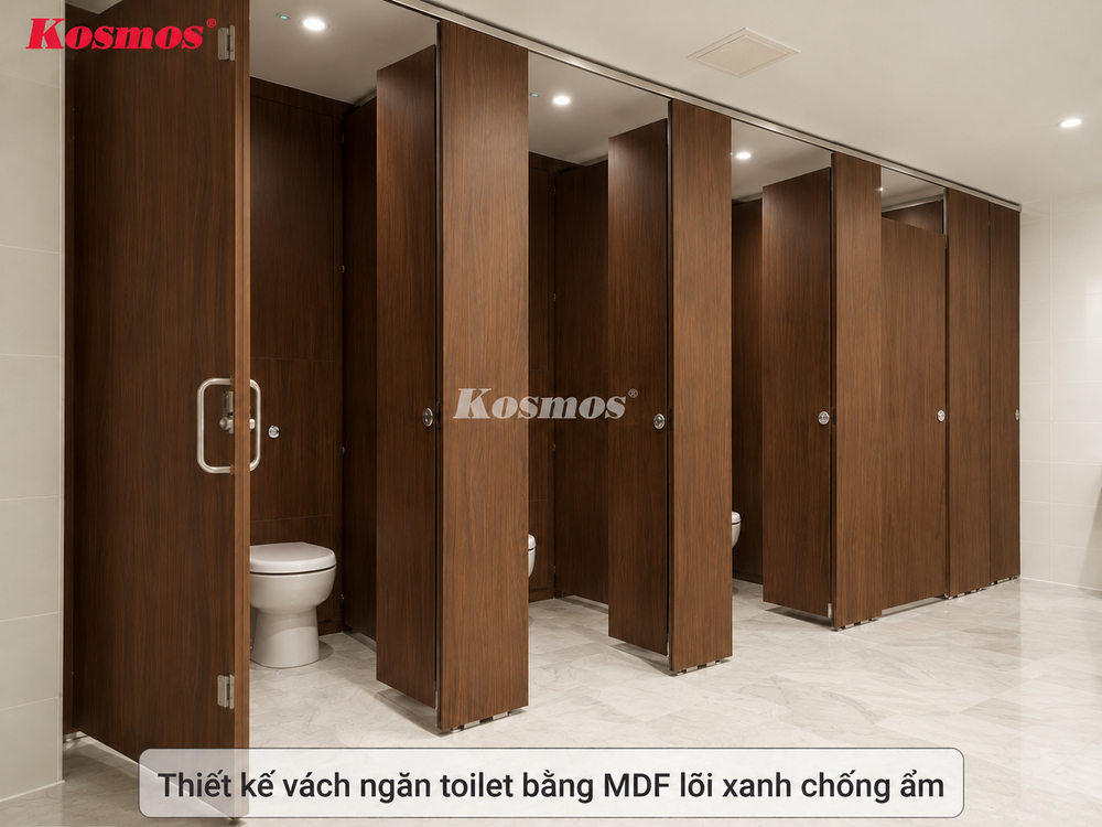 Thiết kế vách ngăn toilet bằng MDF lõi xanh chống ẩm