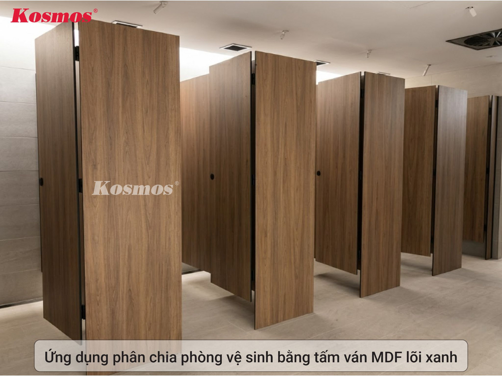 Ứng dụng phân chia phòng vệ sinh bằng tấm ván MDF lõi xanh