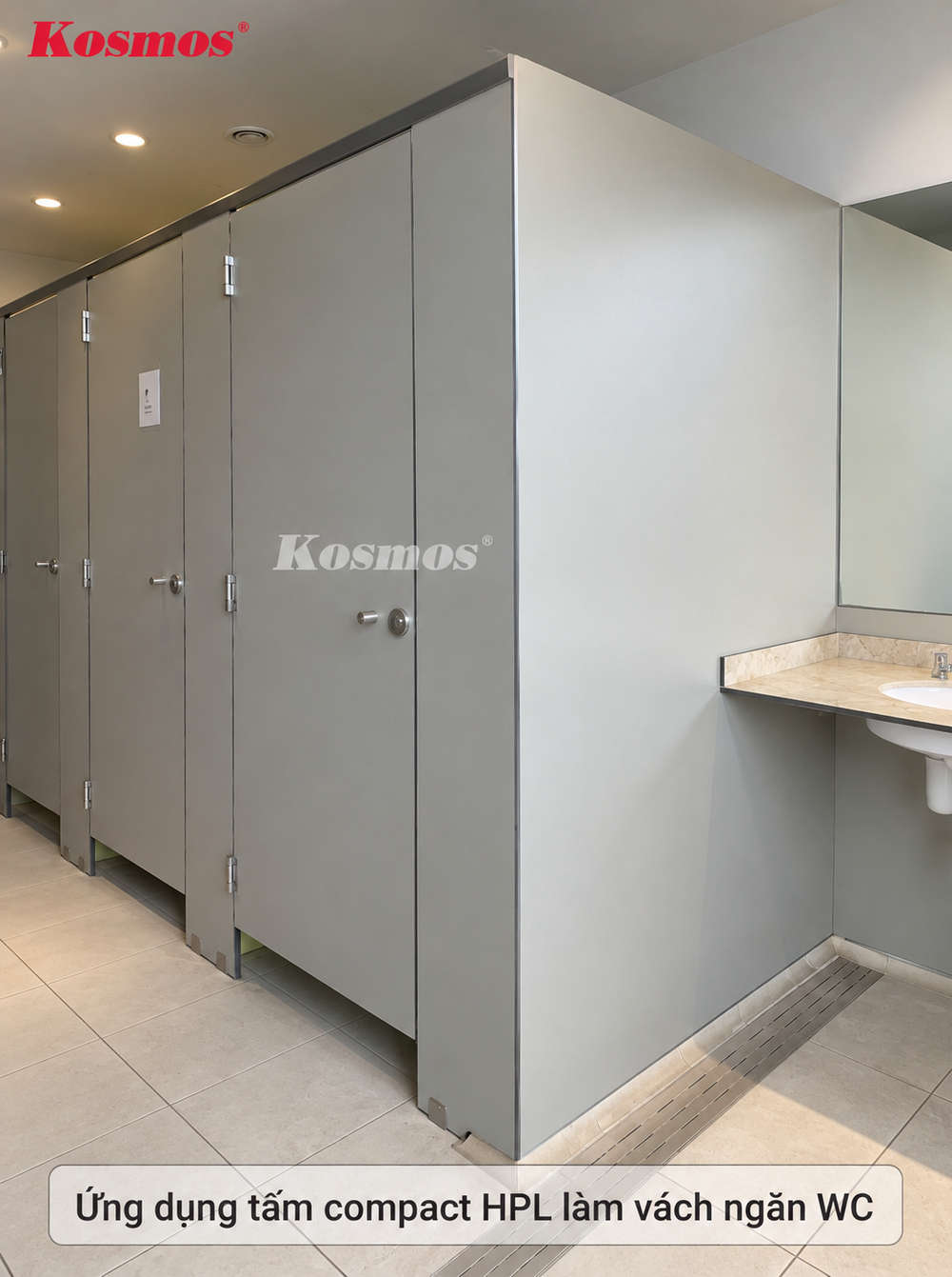 Ứng dụng tấm compact HPL làm vách ngăn WC