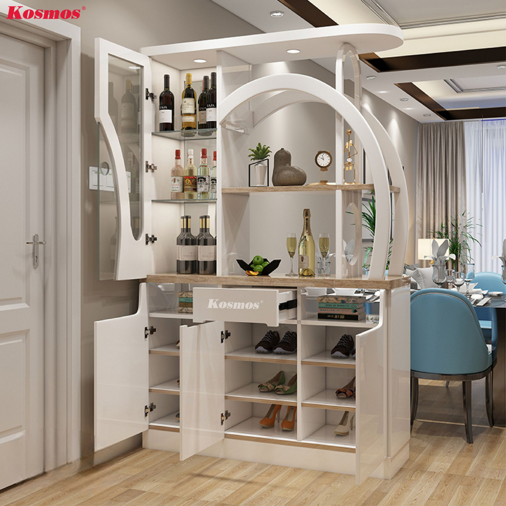 Ứng dụng tủ rượu ngăn phòng tích hợp tủ chứa giày dép