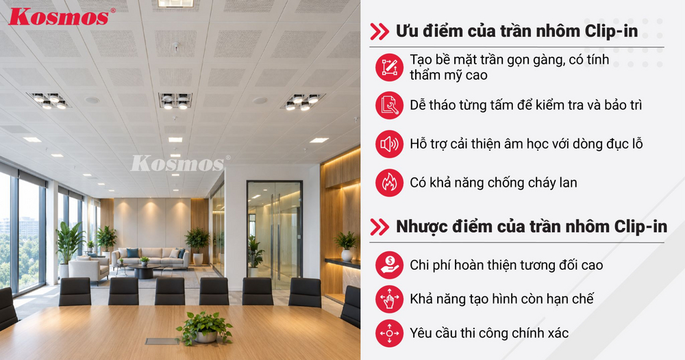 Ưu, nhược điểm của hệ trần nhôm chìm