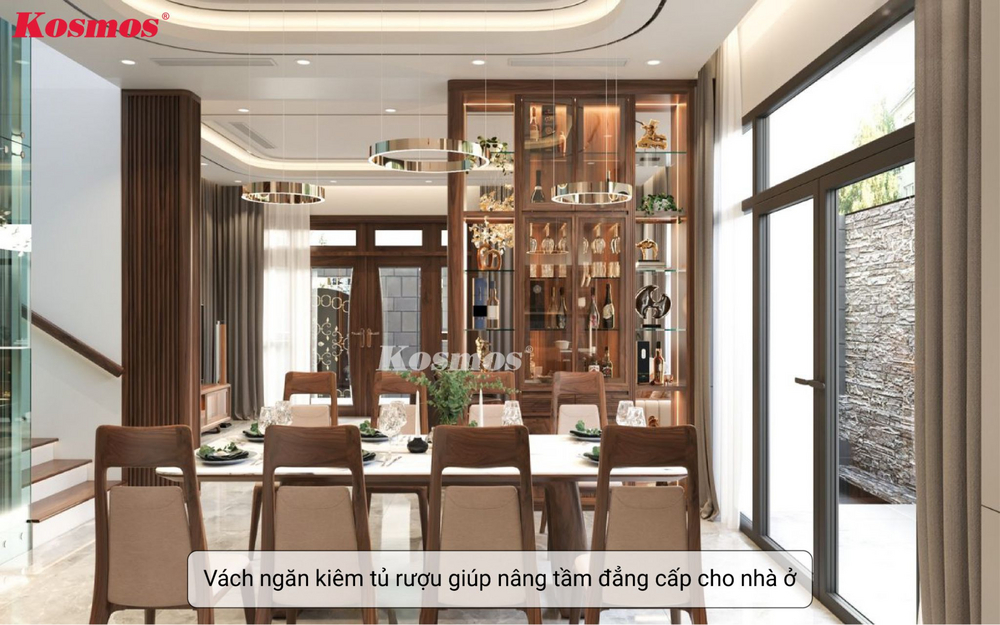 Vách ngăn kiêm tủ rượu giúp không gian nhà ở thêm sang trọng, ấn tượng Vách ngăn kiêm tủ rượu giúp không gian nhà ở thêm sang trọng, ấn tượng