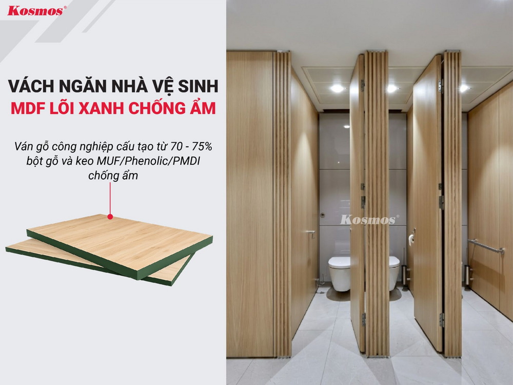 Vách ngăn nhà vệ sinh bằng MDF lõi xanh chống ẩm Vách ngăn nhà vệ sinh bằng MDF lõi xanh chống ẩm