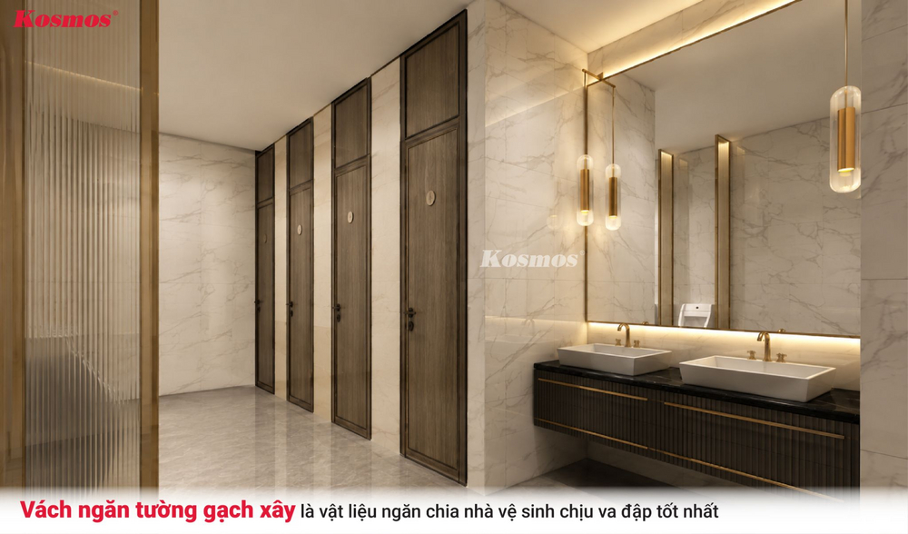 Vách ngăn tường gạch phù hợp cho công trình đông người sử dụng Vách ngăn tường gạch phù hợp cho công trình đông người sử dụng